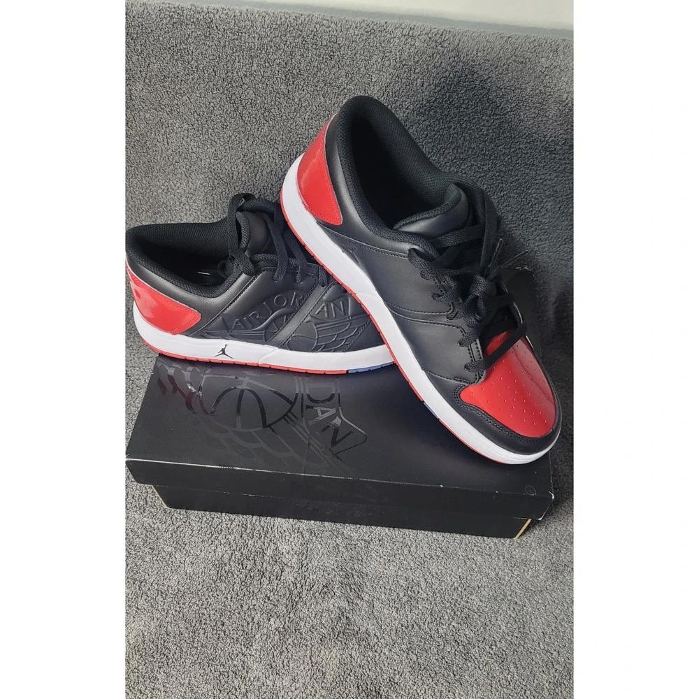 Jordan Nu Retro 1 Low Bred Black Varsity Red White DV5141-006 Mens Size 10